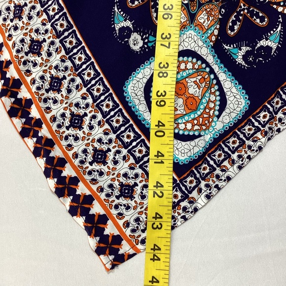 VENUS Navy and Orange Patterned Hankerchief Dress - Picture 11 of 12